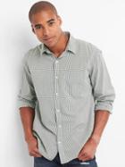 Gap Men Poplin Plaid Standard Fit Shirt - Desert Cactus