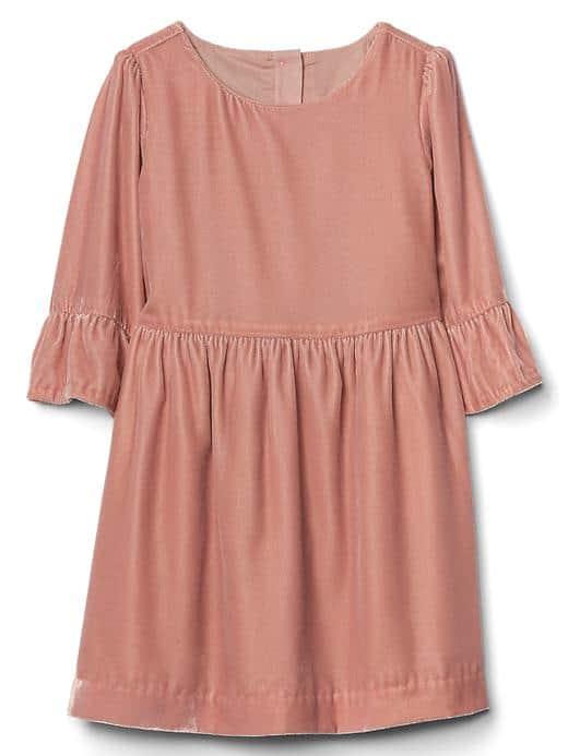 Gap Velvet Bell Sleeve Dress - Willow Pink