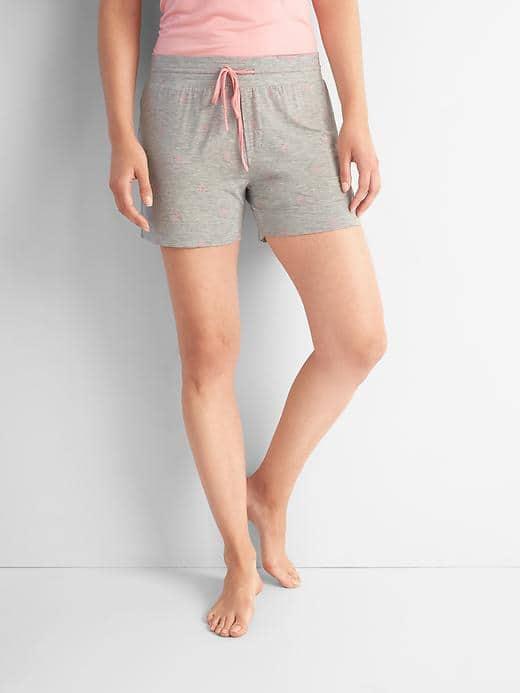 Gap Women Palm Print Sleep Shorts - Toss Palm Grey