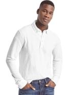 Gap Men Long Sleeve Pique Slim Fit Polo - White V2 Global