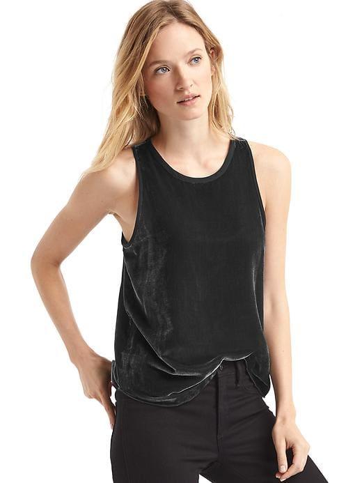 Gap Women Velvet Racerback Tank - True Black