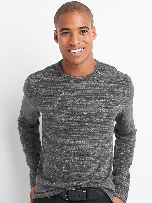 Gap Men Softspun Long Sleeve Crewneck Tee - Charcoal Heather