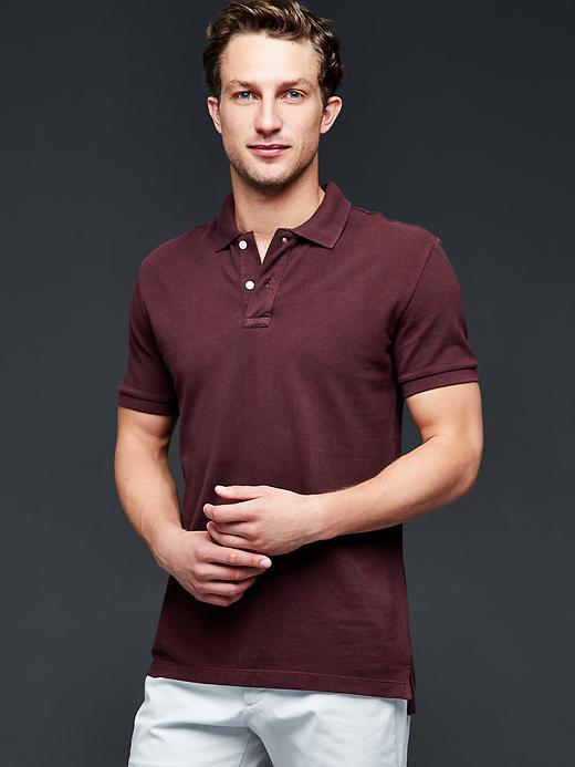 Gap Men Solid Pique Polo - Red Mahogany