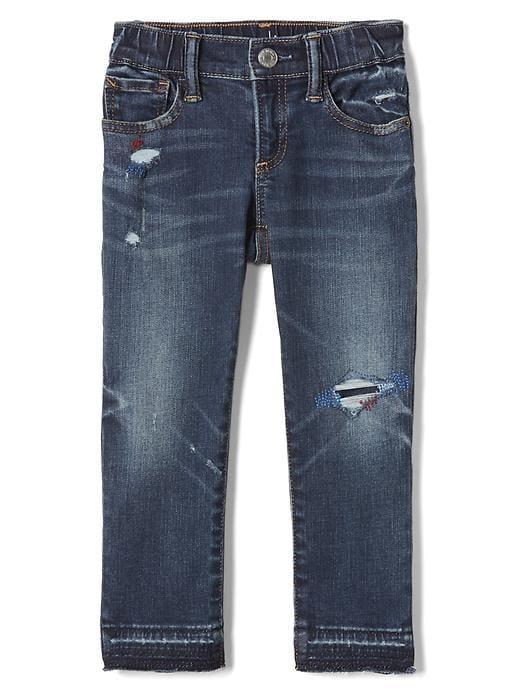 Gap 1969 Rip & Repair High Stretch Slim Jeans - Dark Indigo