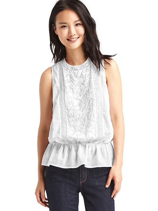 Gap Women Embroidered Peplum Tank - White