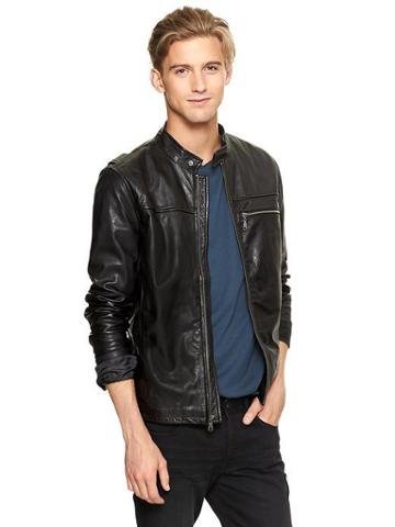 Gap Leather Moto Jacket - Black Leather