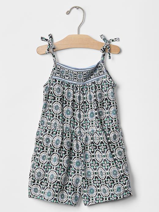 Gap Floral Mosaic Bow Romper - True Black