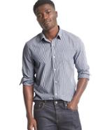 Gap Men Wrinkle Resistant Stripe Standard Fit Shirt - Deep Cobalt