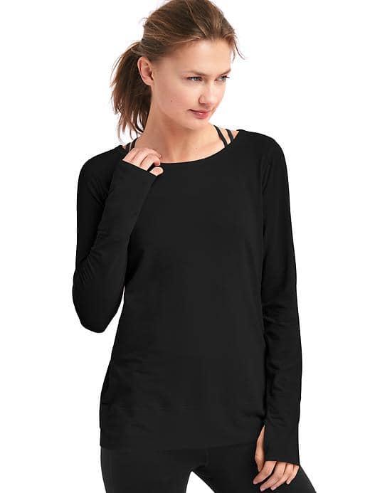 Gap Women Gapfit Breathe Long Sleeve Ballet Tee - True Black