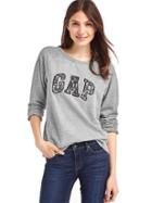 Gap Women French Terry Floral Logo Pullover - Heather Grey