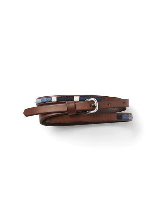 Gap Women Stripe Embroidered Skinny Belt - Blue Space Dye