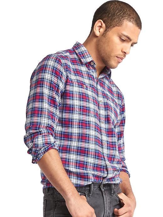 Gap Men Classic Plaid Flannel Shirt - Lasalle Red
