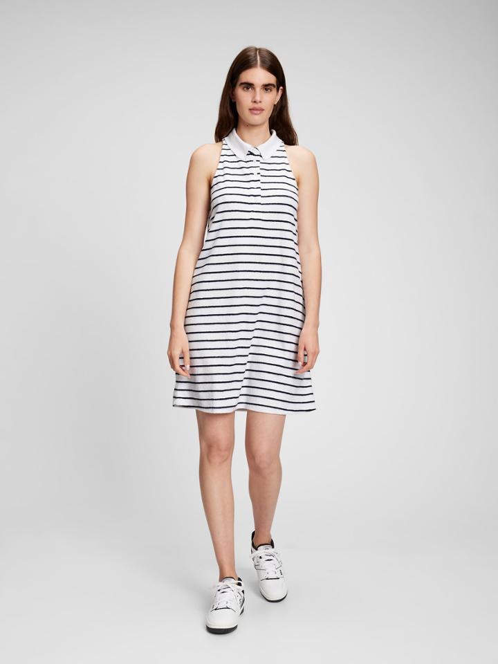 Towel Terry Halter Polo Shirt Dress