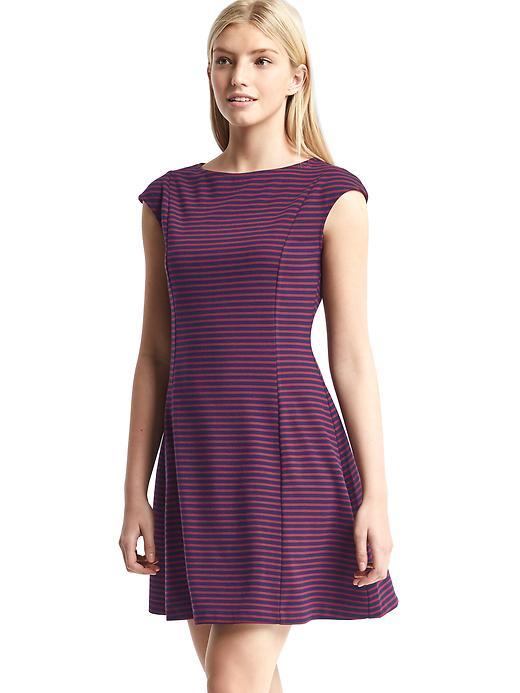 Gap Women Cap Sleeve Fit & Flare Dress - Red Stripe