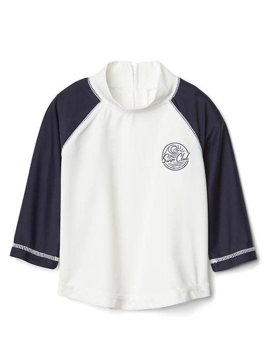 Gap Swim Club Long Sleeve Baseball Rashguard - New Off White