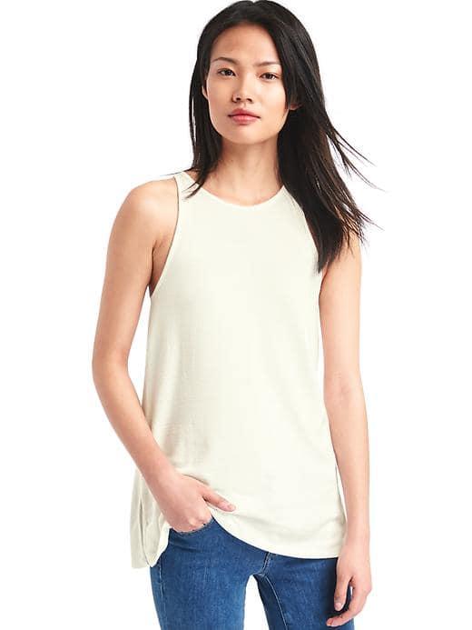 Gap Women Softspun Knit Racerback Tank Tunic - New Off White