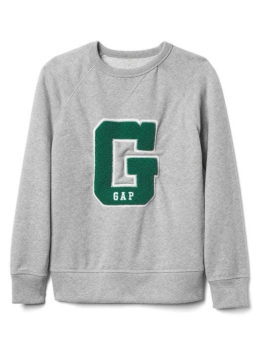 Gap Women Textured Logo Crew Sweatshirt - Grey Heather