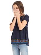 Gap Women Embroidery Swing Top - Blue Galaxy