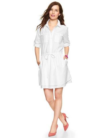 Gap Roll Sleeve Shirtdress - Optic White