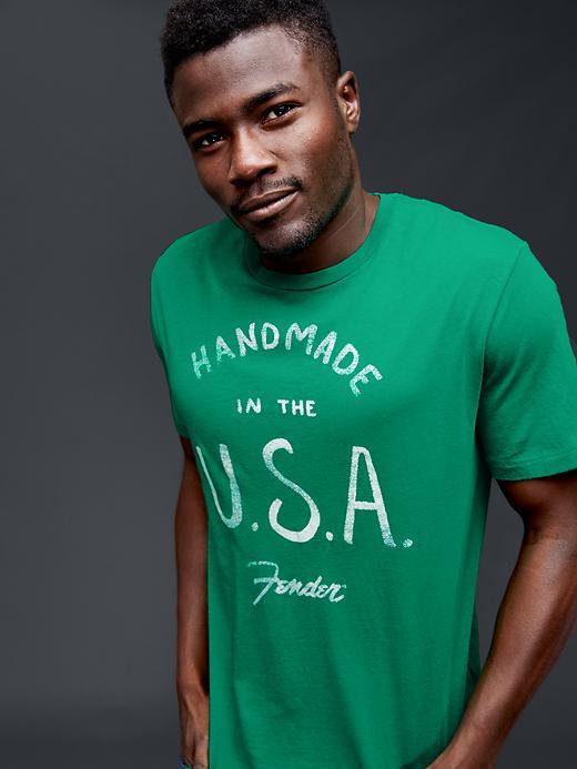 Gap Men Fender Usa Graphic T Shirt - Varsity Green