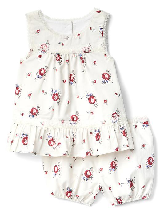 Gap Floral Peplum And Short Set - Ivory Frost