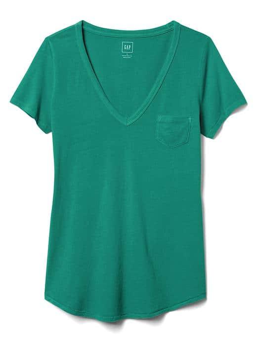 Gap Women Vintage Wash V Neck Tee - Palisade Green