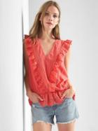 Gap Women Flutter Sleeve Peplum Top - Fresh Coral