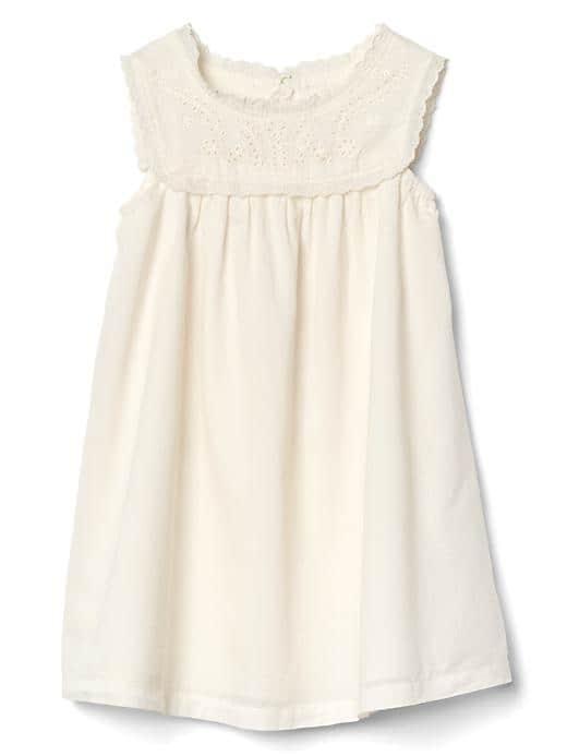 Gap Eyelet Cap Dress - Ivory Frost