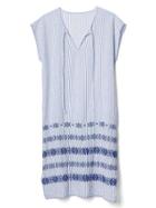 Gap Women Stripe Embroidery Caftan - Blue & White Stripe