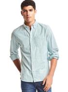 Gap Men Oxford Bengal Stripe Standard Fit Shirt - Going Green