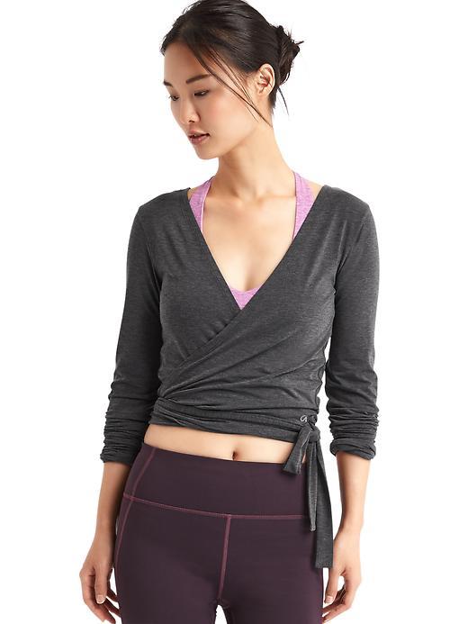 Gap Women Gapfit Breathe Barre Wrap Top - Charcoal Gray
