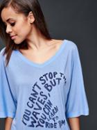 Gap Women Text Wave Graphic Dolman Tee - Simply Blue