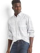 Gap Men Oxford Plaid Standard Fit Shirt - White