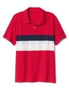 Gap Women Chest Stripe Slub Polo - Pure Red