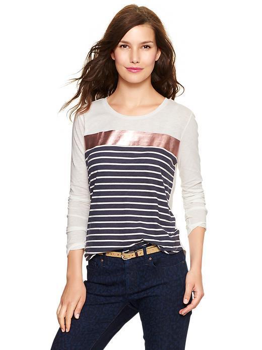 Gap Metallic Stripe T - Navy Stripe