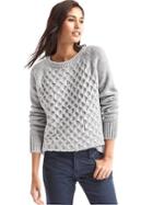 Gap Women Honeycomb Cable Knit Sweater - Heather Grey