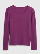 Kids Waffle-knit Henley T-shirt