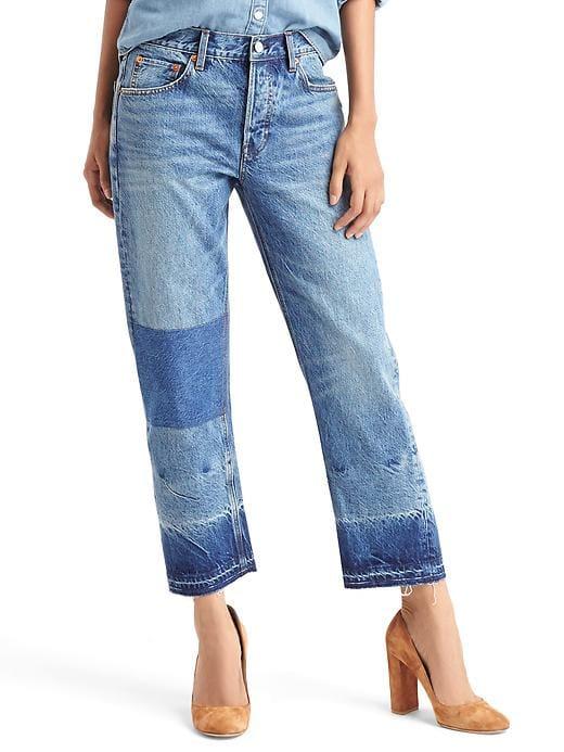Gap Women Original 1969 Vintage Straight Let Down Hem Jeans - Dark Vintage Indigo