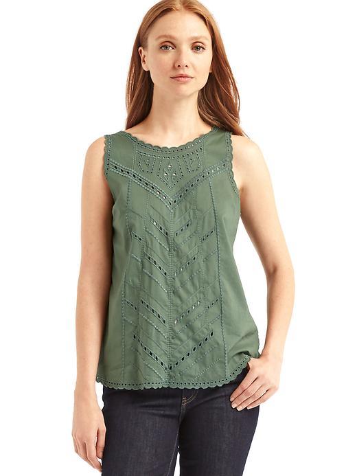 Gap Women Geo Eyelet Tank - Cool Olive