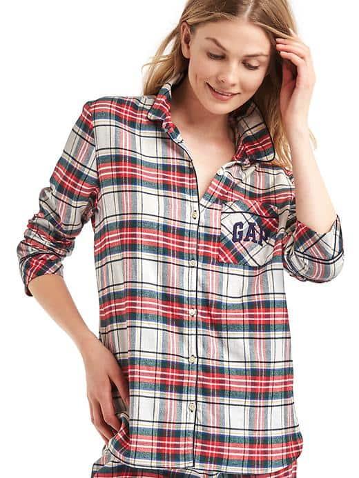 Gap Women + Pendleton Flannel Sleep Shirt - Red And White Plaid
