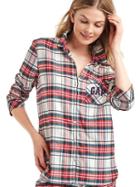 Gap Women + Pendleton Flannel Sleep Shirt - Red And White Plaid