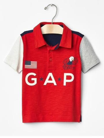 Gap Americana Logo Graphic Polo - Holly Berry