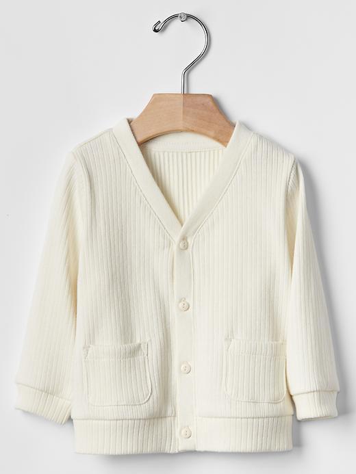 Gap Organic Ribbed Cardigan - Ivory Frost