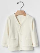 Gap Organic Ribbed Cardigan - Ivory Frost