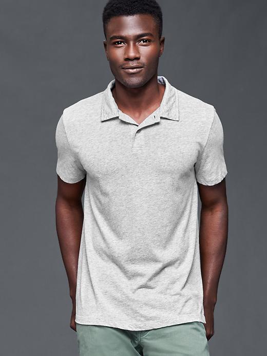 Gap Men Vintage Wash Polo - Heather Grey