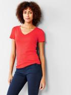 Gap Women New Modern V Neck Tee - Hula Red