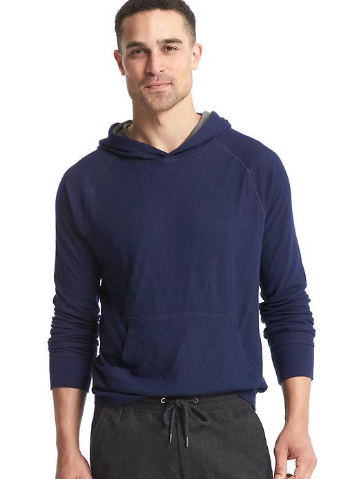 Gap Men Ribbed Pullover Hoodie - Dark Night