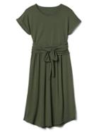 Gap Women Short Sleeve Front Tie Dress - Jungle Green