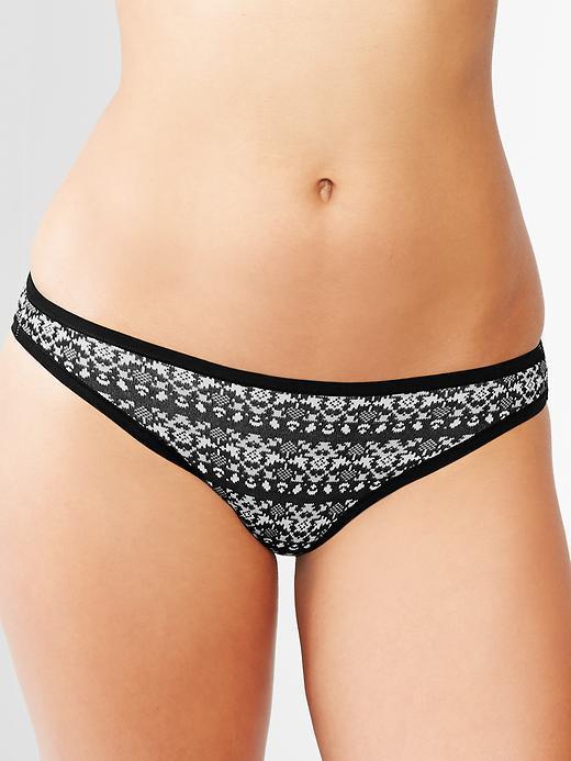 Gap Women Low Rise Bikini - Black Printed Fairisle