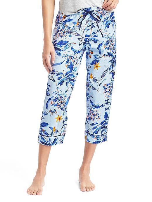 Gap Women Print Crop Sleep Capris - Butterfly Botanical Blue